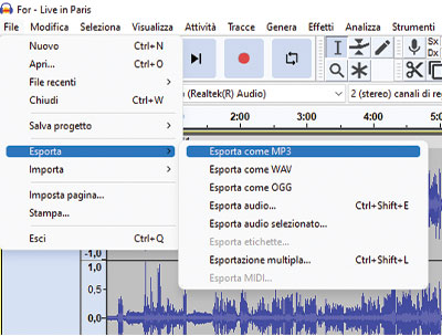 Audacity per convertire musica